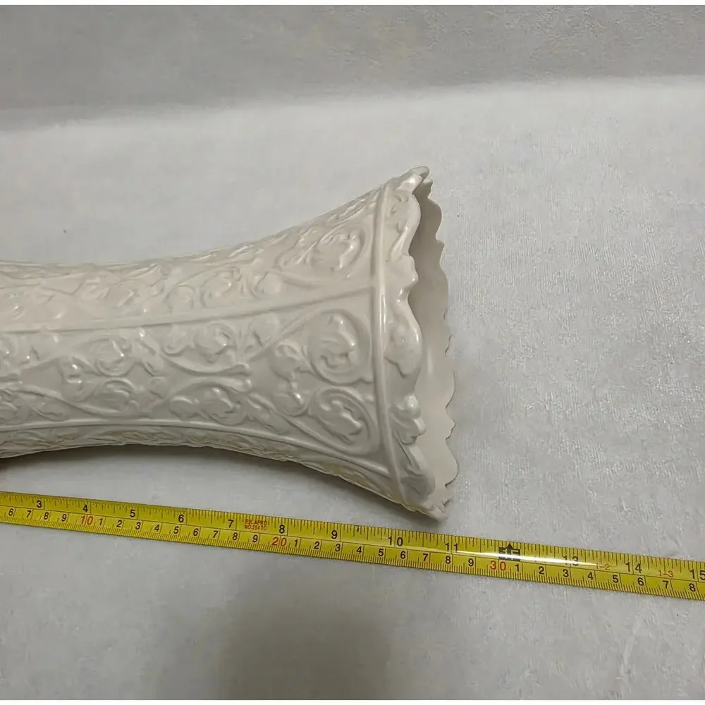 Lenox Ivory Vase Porcelain Embossed Design VINTAGE 11